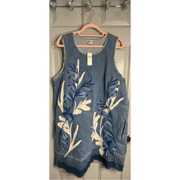 Anthropologie Holding Horses Jean Appliqué Shift Dress NWT Size XL - Picture 5 of 15